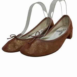 G520 レペット repetto レディース バレエシューズ パンプス 38.5 約 24cm ピンク系 スエード ラメ フランス製