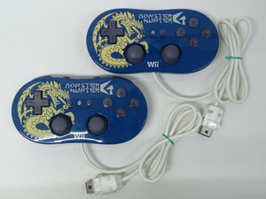 レ■/Zこ8037　Nintendo Wiiクラシックコントローラー モンスターハンターG仕様 2個セット /動作未確認 ジャンク 保証無