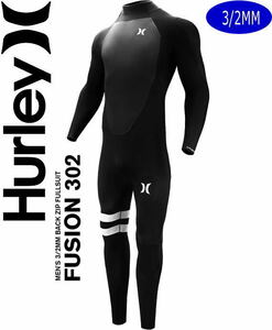 特価 【サイズLT】 HURLEY ハーレー FUSION 3/2mm バックジップ　2023　メンズ BLACK　フルスーツ　ウェットスーツ