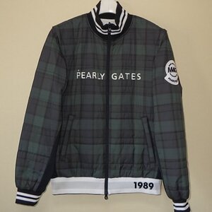 ★ PEARLY GATES パーリーゲイツ リバーシブル スニードジャック 4WAY ジャケット ZIP 中綿 チェック ブルゾン (ネイビー紺ｘホワイト白4)