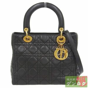 【中古】Dior ディオール レディディオール ショルダーバッグ ハンドバッグ トートバッグ 2WAYバッグ ブラック レザー レディース【質屋】