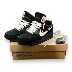 希少 ● NIKE × OFF-WHITE THE 10 AIR MAX 90 BLACK AA7293- 001 コラボ エアマックス スニーカー ナイキ オフホワイト 25.5cm