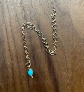 -SUI8- No.49 一粒ターコイズのチェーンネックレス　14kgf 40cm a turquoise chain necklace 14kgf 40cm