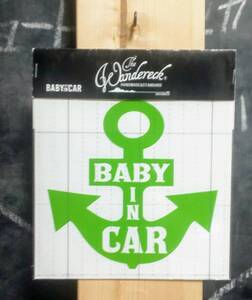 ★送料無料★ 新品 The Wandereck ステッカー BABY IM CAR ザ ワンダレック ANCHOR アウトドア DIY グリーン 12cm