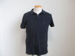 (53222)トミーヒルフィガー　TOMMY HILFIGER　メンズ　レギュラーフィット　半袖　ポロシャツ　ネイビー　S　USED