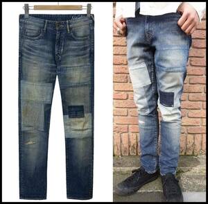 JAPAN BLUE JEANS ジャパンブルージーンズ JB2301 CALIF DENIM MALIBU ダメージ パッチワーク加工 ストレッチ スリム デニム パンツ 28