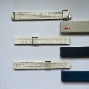 HEMMI Bamboo Slide Rule SUN ヘンミ 計算尺 定規 物差し NO.153 NO.50W NO.2664S まとめて 機械技術 電子工学 箱 ケース付き 現状品