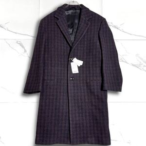 新品未使用★ LEMAIRE ルメール CHESTER FIELD COAT チェスターコート ロングコート 総チェック ウール アウター 現行 近年 ブラウン