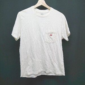 ◇ DANTON コラボ ワッペン シンプル カジュアル 胸ポケット 半袖 Tシャツ サイズ36 オフホワイト レディース E