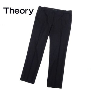 【1円】セオリー Theory レディース スリム テーパードパンツ 4 W約82cm ウール ブラック 細身 ストレッチ タックパンツ