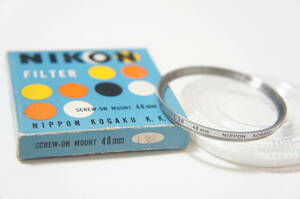 ★美品★[48mm] NIPPON KOGAKU / 日本光学 / Nikon L38 Lマウント 8.5cm F2用 銀枠フィルター 箱付 [F6387]