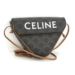 【中古】CELINE トライアングル ショルダーバッグ トリオンフ レザー 195902