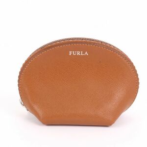 フルラ ポーチ 本革 レザー ラウンドファスナー 小物入れ ブランド 小物 レディース ブラウン Furla