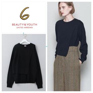 ＜6(ROKU)＞KASANE KNIT/ニット レイヤード　ニット　重ね着風　ニットプルオーバー