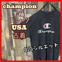 チャンピオン メンズ ロゴ プリント 3XL グレー USA古着 半袖 Tシャツ