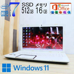 ★中古PC 最上級4コアi7！新品SSD512GB メモリ16GB★T552/58FW Core i7-3610QM Webカメラ Win11 MS Office2019 Home&Business★P72092