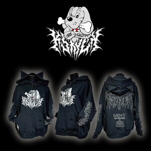 kry clothing　×　GALFY　「ケモミミ染めボロパーカー２」　黒 ブラック kryclothing　ガルフィー 長袖　トップス 春秋冬 地雷系　Fサイズ