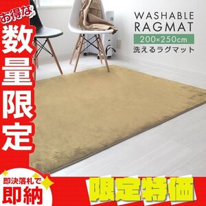 【限定セール】ラグ カーペット ラグマット Lサイズ 200x250cm 3畳 厚手 床暖房 低反発 絨毯 北欧 リビングマット 滑り止め ベージュ