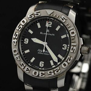 1円 Blancpain AT/自動巻き 300M 黒文字盤 デイト ラウンド メンズ腕時計 0852720 7PRT