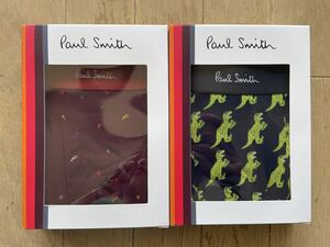 即決！ポールスミス！PAUL SMITH SHORT BOXER ショートボクサー 2枚組 M ダイナソー ネイビー ロゴ柄 エンジ