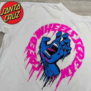 M■ ③ SANTA CRUZ サンタクルーズ メンズ スクリーミングハンド バックプリント グラフィック Tシャツ 白 Lサイズ スケーター ストリート