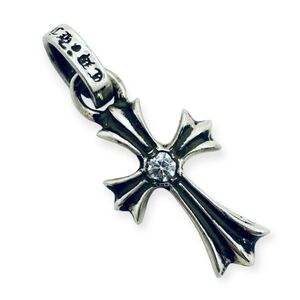 CHROME HEARTS クロムハーツ CH CROSS BABY FAT クロス ベビーファット ダイヤ チャーム ペンダント トップ ネックレス シルバー