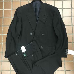 【新品★礼服】★激安礼服★オールシーズン礼服　ダブル /サイズM AB4/ブラック　漆黒の黒/ノーベンツ　2タック/冠婚葬祭　アジャスター