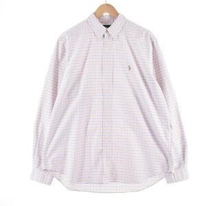 古着 ラルフローレン Ralph Lauren CLASSIC FIT クラシックフィット 長袖 ボタンダウンチェックシャツ メンズXL /eaa308894 【SS2406】