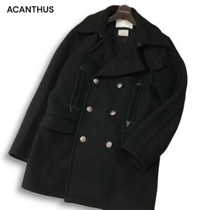 ACANTHUS アカンサス WL1501 【Double Melton P coat】秋冬★ メルトン ウール Pコート ピーコート Sz.M メンズ 日本製 黒　I4T03957_B#N