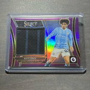 Rico Lewis / Manchester City Jumbo Swatches Purple /49 Memorabilia Parallel 2023-24 Panini Select Premier League Soccer