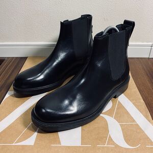 訳あり 新品 ZARA チェルシーブーツ ALL BLACK メンズ ザラ サイドゴア ブーツ シューズ 左右サイズ違い 右26.5cm 左27.0cm ノンレザー