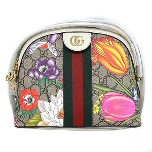 グッチ GUCCI 499621 GGスプリームキャンバス ショルダーバッグ 花柄 GGフローラ 斜めがけ PVC【未使用品】【程度S】【極上美品】