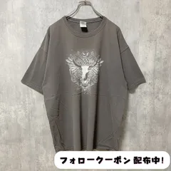 古着 used　GILDAN　ギルダン　半袖プリントTシャツ　グレー　レトロ　デザイン　個性的　クルーネック　オーバーサイズ