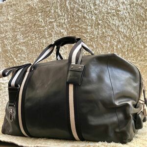 【怪物級!! 超大容量!! 美品!】BALLY バリー ボストンバッグ 3way キャリー ショルダー トラベル レザー 本革 メンズ ブラック 黒 ビジネス