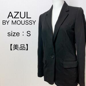 【美品】AZUL BY MOUSSY テーラードジャケット アウター 上着 黒 カジュアル オフィス レディース エレガント 長袖 定番 きれいめ 大人女子