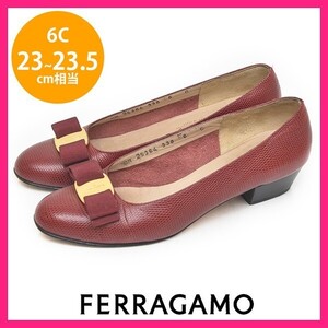 サルヴァトーレフェラガモ Salvatore Ferragamo キャビアスキン アーモンドトゥ パンプス 赤 6C(約23-23.5cm) sh23-0884