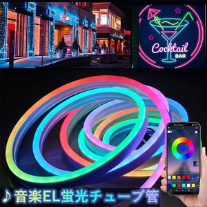 APP連動 音楽連動 次世代ネオンled 次世代ネオンled AC100V ACアダプター/リモコン付き 60SMD/1M 5m EL蛍光チューブ管 ネオンサイン