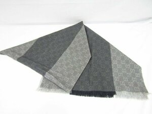 1円スタート GUCCI グッチ 387570 GG柄 マフラー ストール スカーフ 羊毛 使用感 タバコ臭アリ 45×180cm 1スタ 中古品 ◆9004