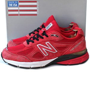 USA製★NEW BALANCE ニューバランス★ローカットスニーカー US8D＝26 M990RD4 レザー メッシュ メンズ レッド メンズ i-677