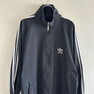 90s? adidas アディダス トラックジャケット ジャージ XL程度 トレフォイル ブラック ファイヤーバード 古着 大きめ