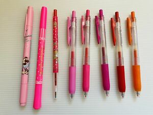 ボールペン　マーカー　赤　ピンク　8本セット　水森亜土　ディズニー　ゼブラ　筆記具