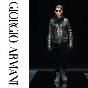 ②ランウェイコレクション デザインイミテーションタック ベルベットパンツ GIORGIO ARMANI ジョルジオアルマーニ パンツ 48サイズMサイズ