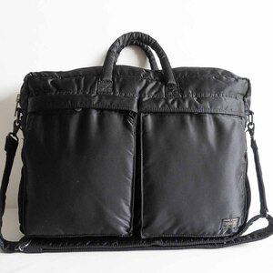 【美品】PORTER 【タンカー 2WAY 2層式 ブリーフケース】ポーター ショルダー ビジネスバッグ ナイロン ブラック TANKER BAG u2409092