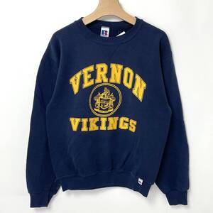 1990s RUSSELL ATHLETIC/ラッセルアスレチック メキシコ製 VERNON VIKINGS ネイビー スクールスウェットシャツ Sサイズ【SS-0002B-1010】