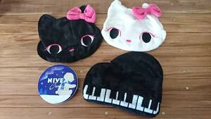 まとめてセット☆可愛い小物ポーチ黒猫☆白猫☆音楽ピアノ楽器♪化粧品ワイヤレスイヤホンBluetoothモバイルバッテリーswitchソフトに☆