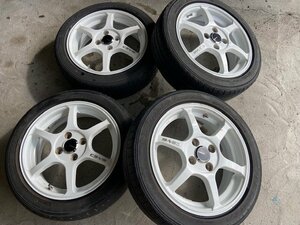 15インチ　Lehrmeister レアマイスター CS-V6 ホワイト 15X5J +45 100/4H　165/55R15 夏タイヤ 4本軽自動車用【Y1875】西濃運輸支店