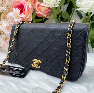 1円スタート シャネル CHANEL ラムスキン マトラッセ チェーンショルダーバッグ ブラック ゴールド金具 １番台 ギャランティカード有り