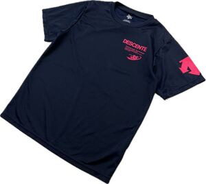 DESCENTE ☆ デサント ネイビー ピンク 速乾 メッシュ Tシャツ 半袖 160 キッズ レディース 春夏 スポーツ ランニング トレーニング■DC283