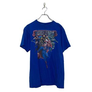 JUSTICE LEAGUE 半袖 プリント Tシャツ L ブルー ヒーロー キッズ クルーネック 古着卸 アメリカ仕入 a607-6022