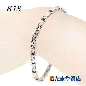 K18WG テーパーカットダイヤモンドブレスレット 約18cm 1.00ct 18金 ホワイトゴールド 16230